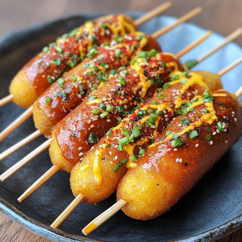 illustration animation culinaire corn dog street food